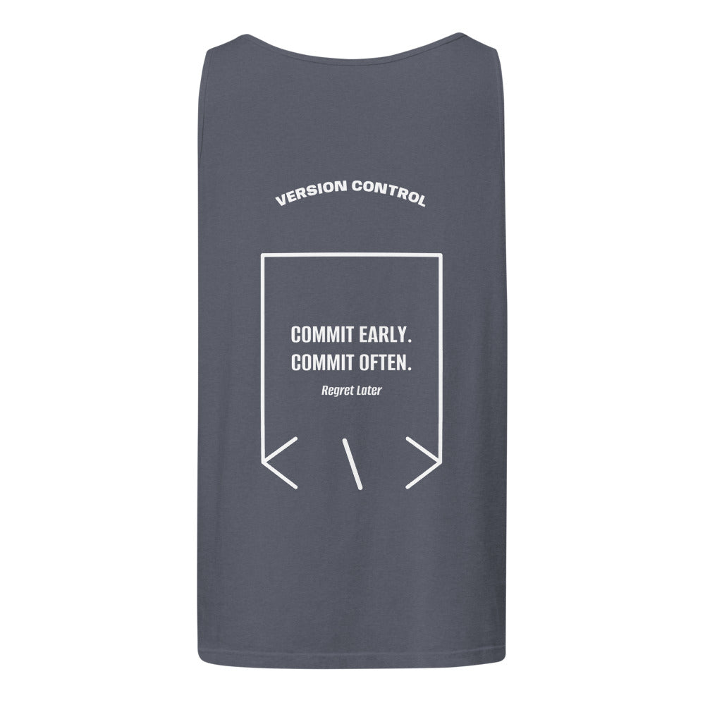Commit Early. Commit Often. — Denim White back mockup