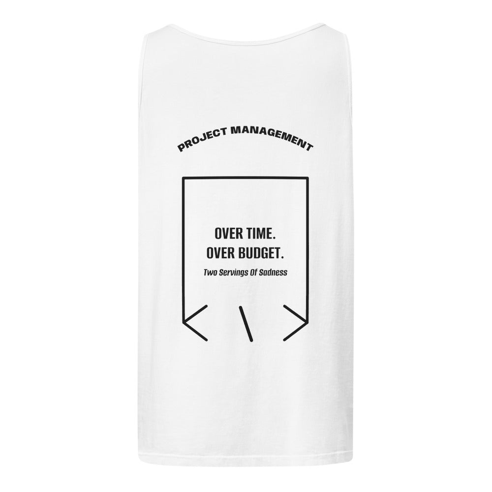 Over Time. Over Budget. — White Black back mockup