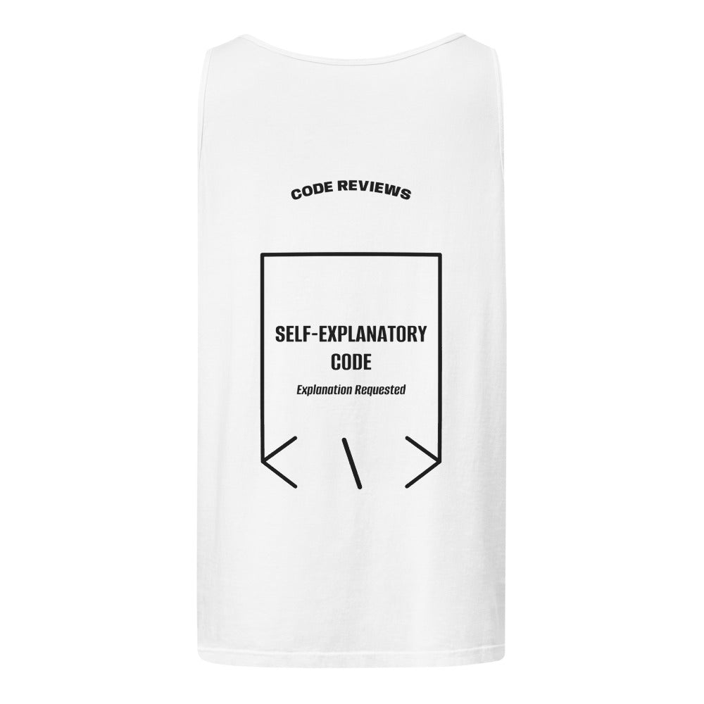 Self-Explanatory Code — White Black back mockup