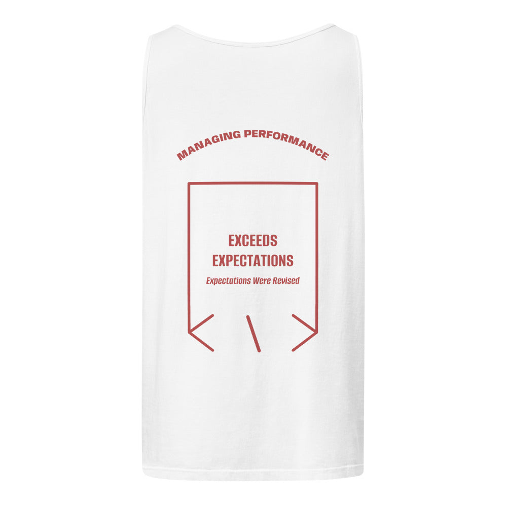 Exceeds Expectations — White Crimson back mockup