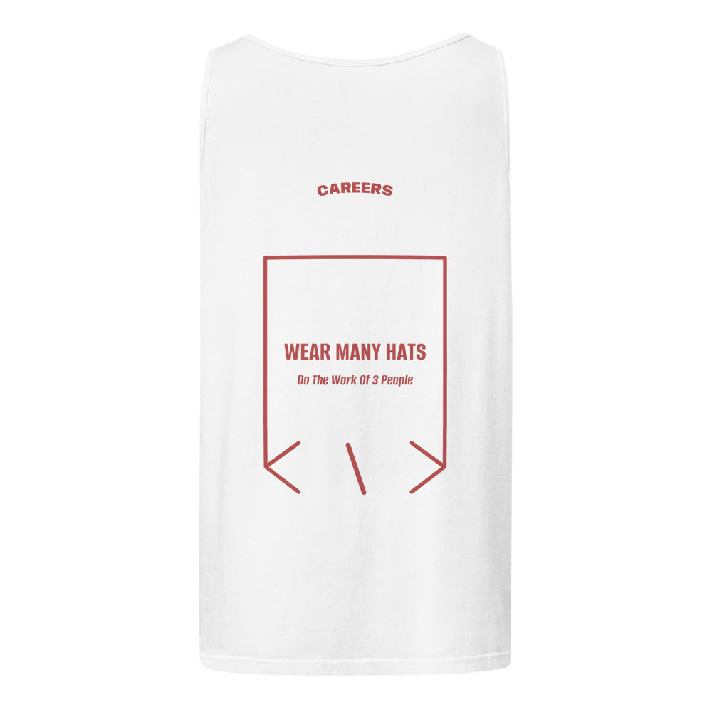 Wear Many Hats — White Crimson back mockup