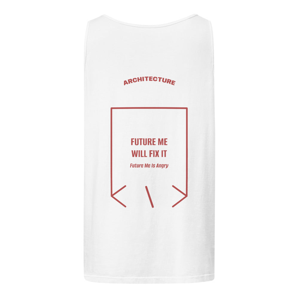 Future Me Will Fix It — White Crimson back mockup