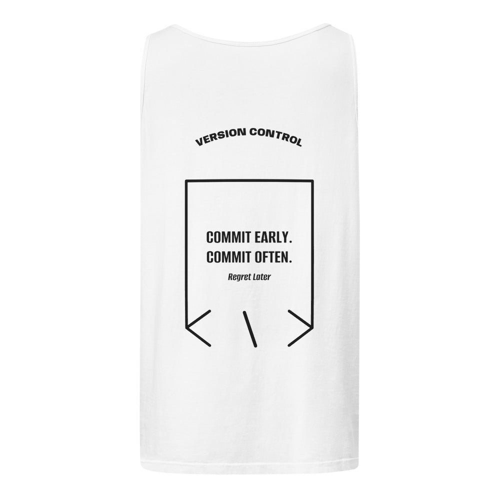 Commit Early. Commit Often. — White Black back mockup
