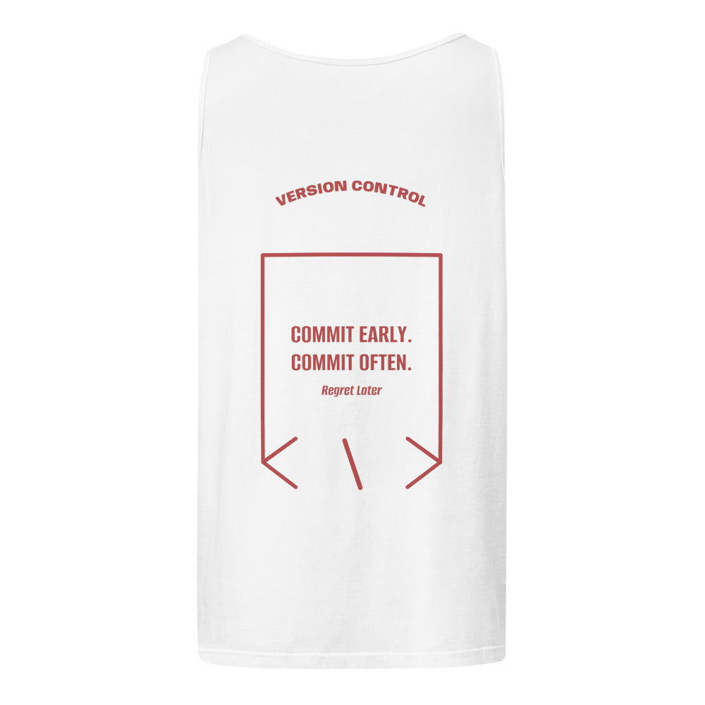 Commit Early. Commit Often. — White Crimson back mockup