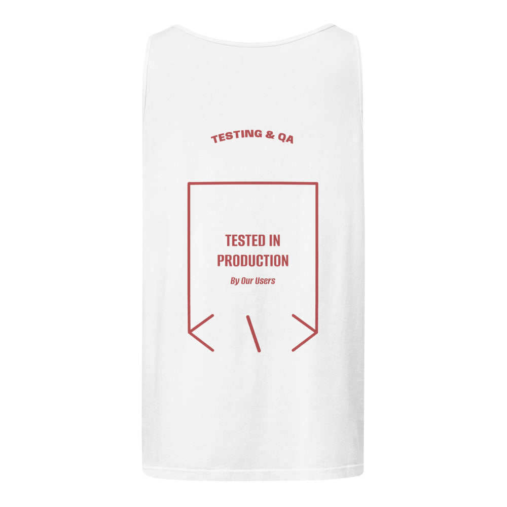 Tested In Production — White Crimson back mockup