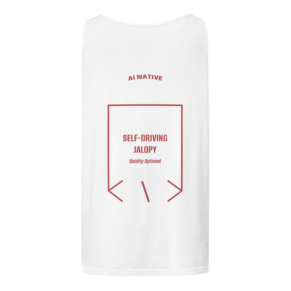 Self-Driving Jalopy — White Crimson back mockup