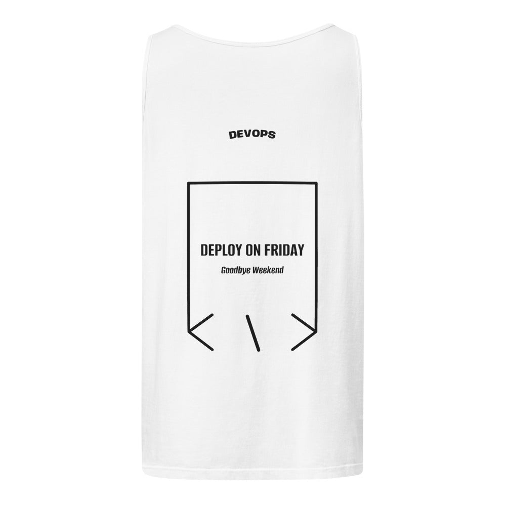 Deploy On Friday — White Black back mockup