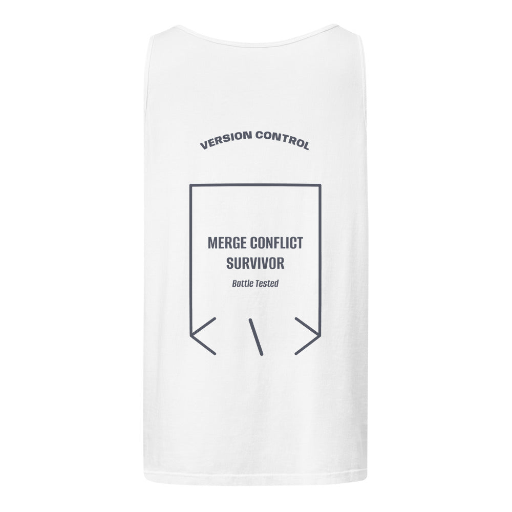Merge Conflict Survivor — White Denim back mockup