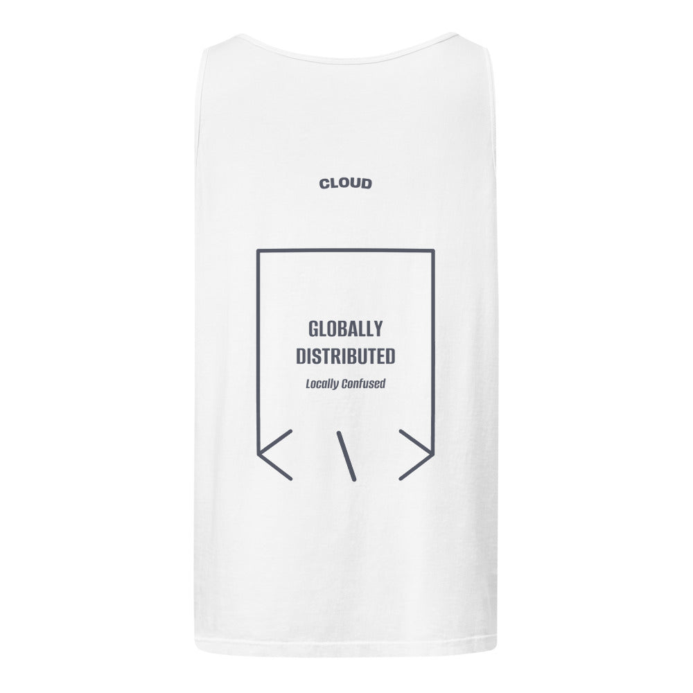 Globally Distributed — White Denim back mockup
