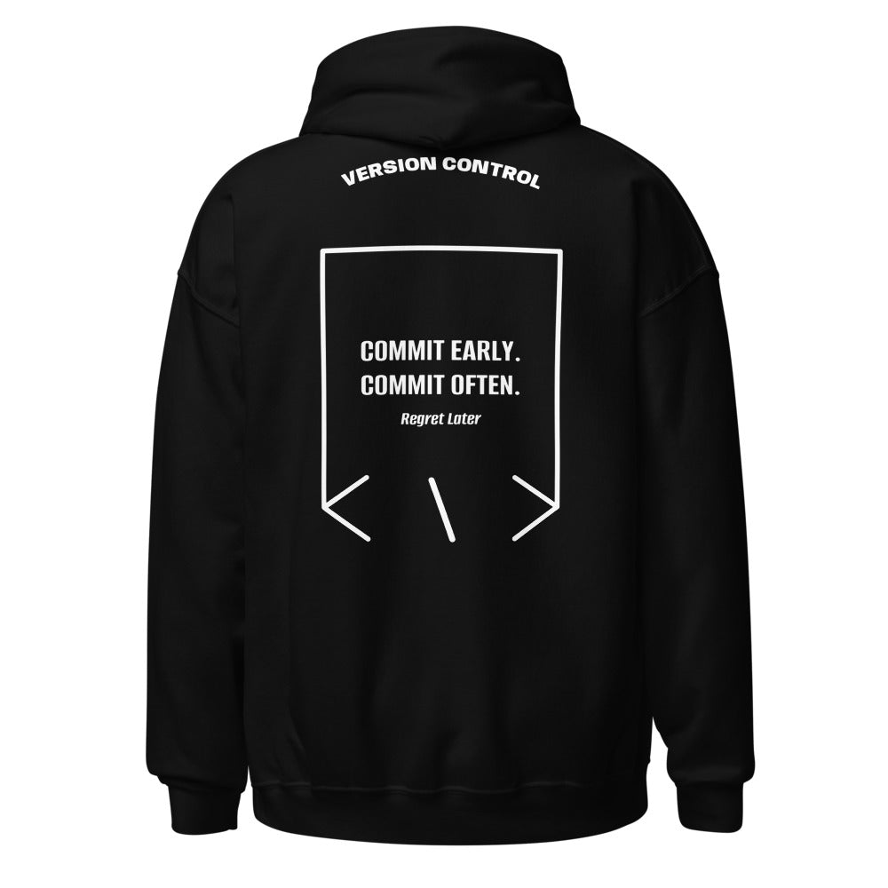 Commit Early. Commit Often. — Black White back mockup