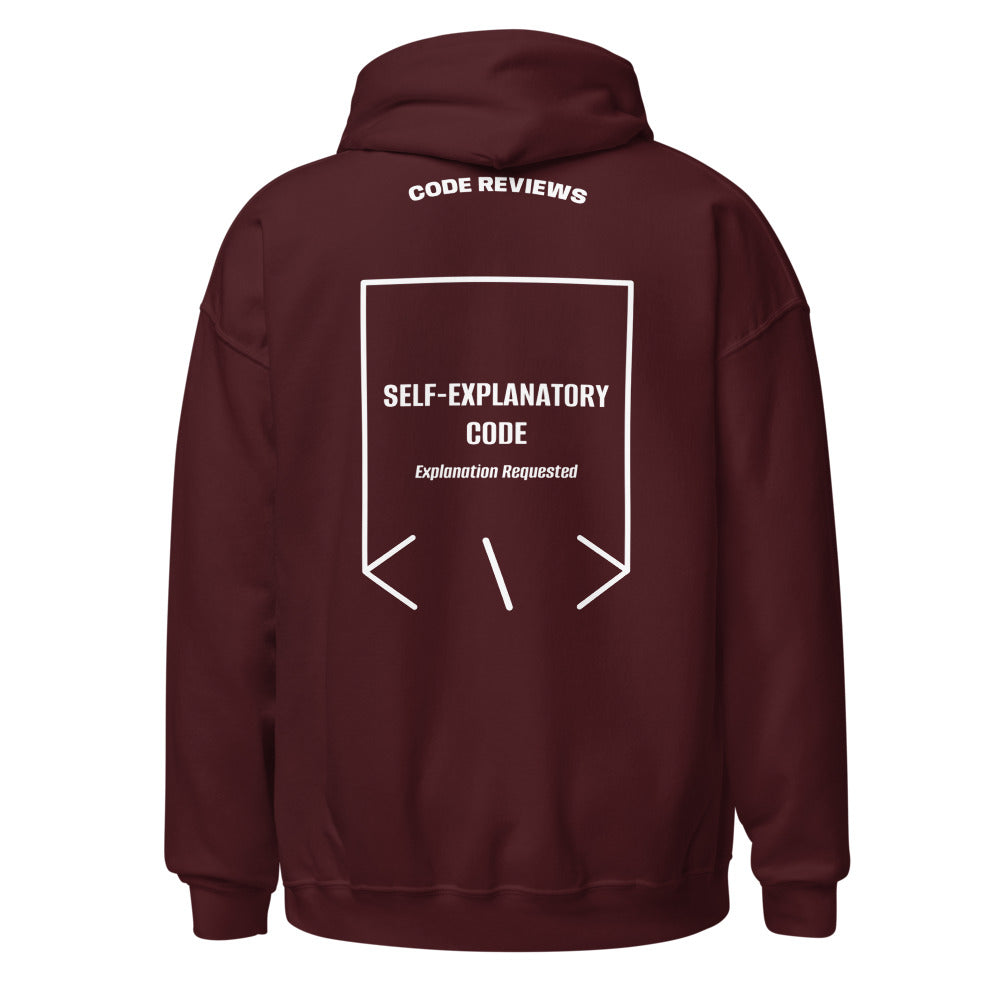 Self-Explanatory Code — Maroon White back mockup