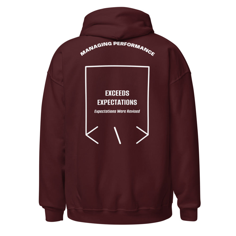 Exceeds Expectations — Maroon White back mockup