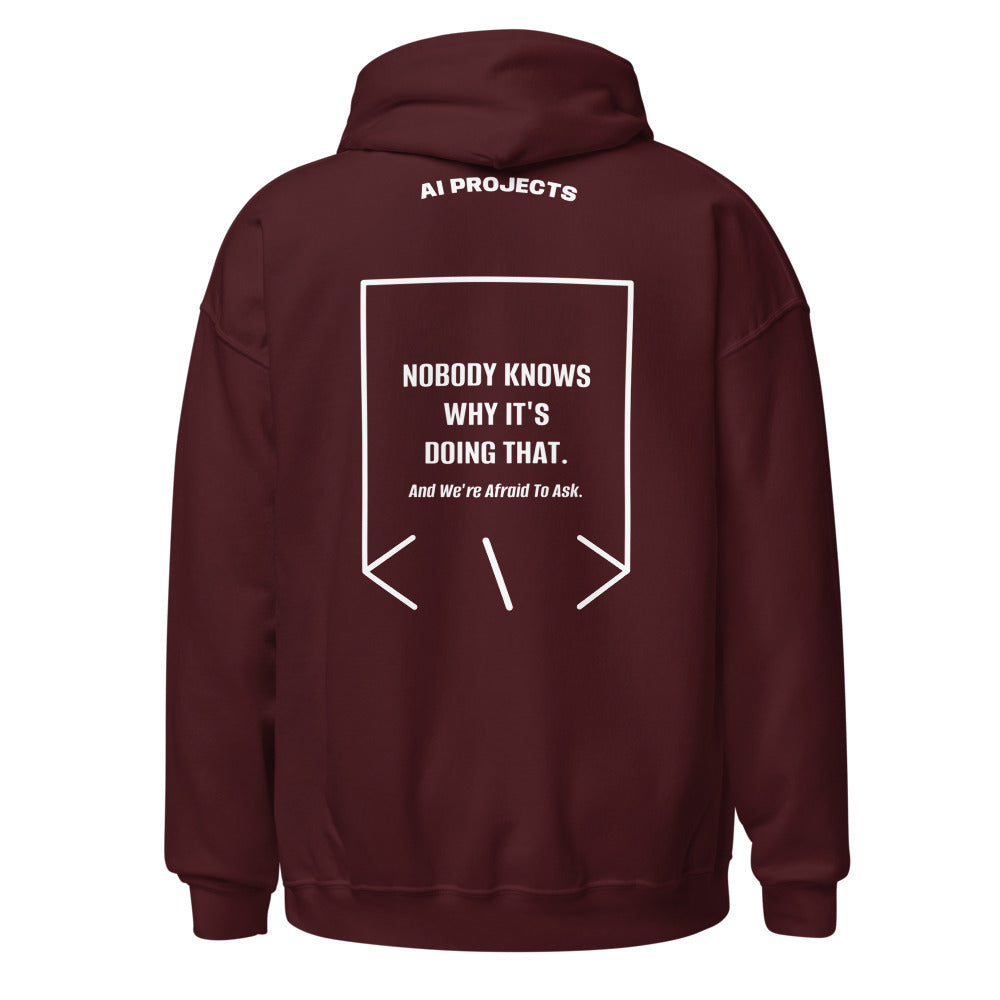 Nobody Knows Why It's Doing That. — Maroon White back mockup