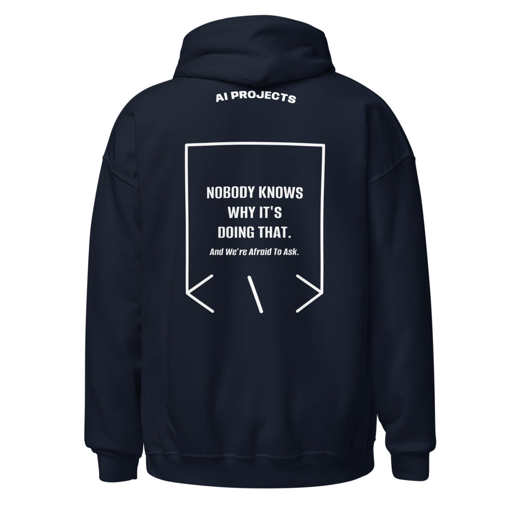 Nobody Knows Why It's Doing That. — Navy White back mockup