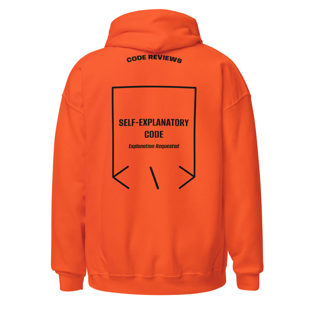 Self-Explanatory Code — Orange Black back mockup