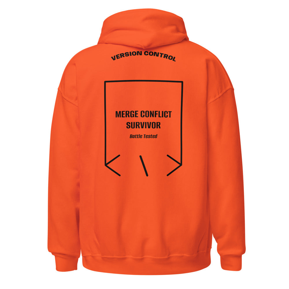 Merge Conflict Survivor — Orange Black back mockup