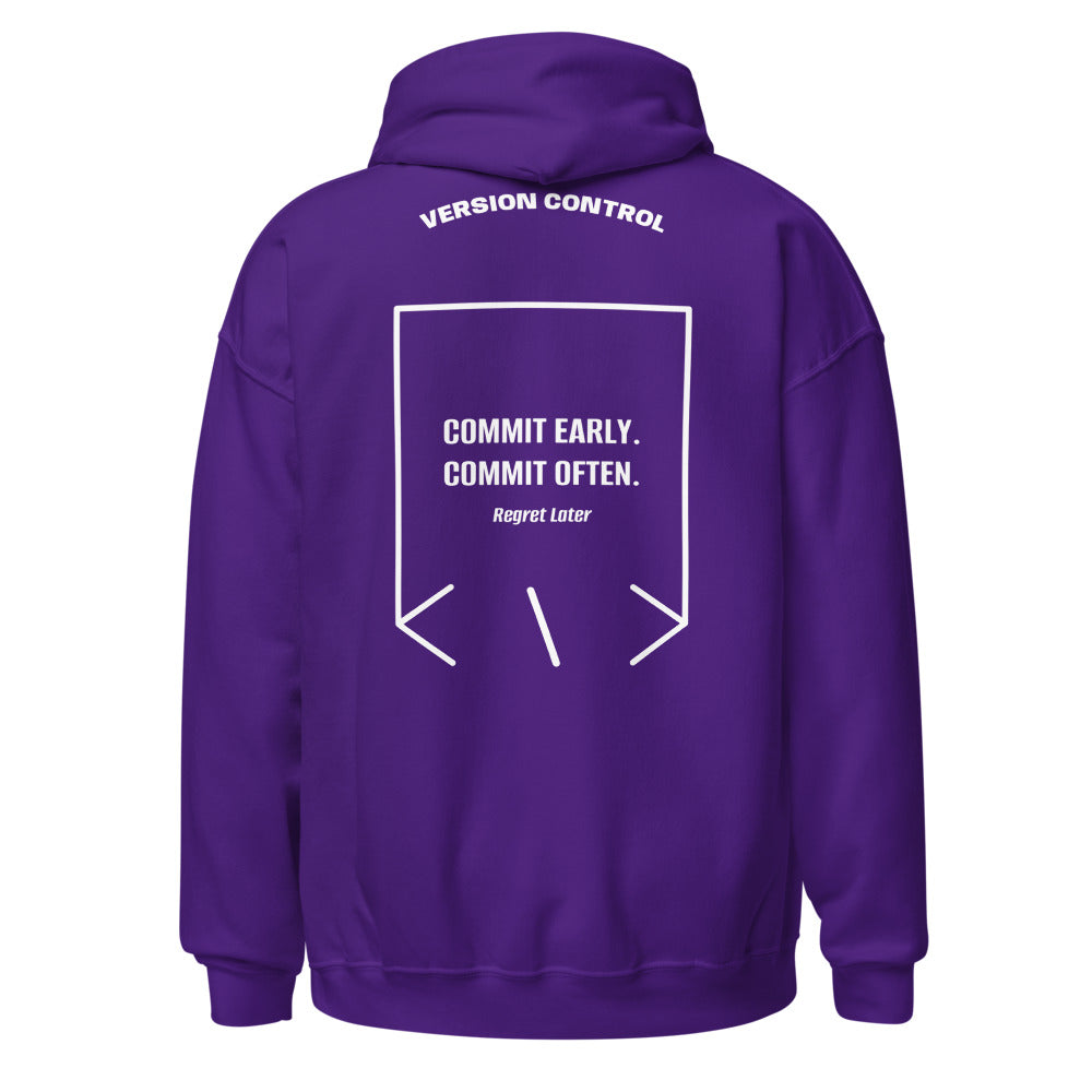 Commit Early. Commit Often. — Purple White back mockup
