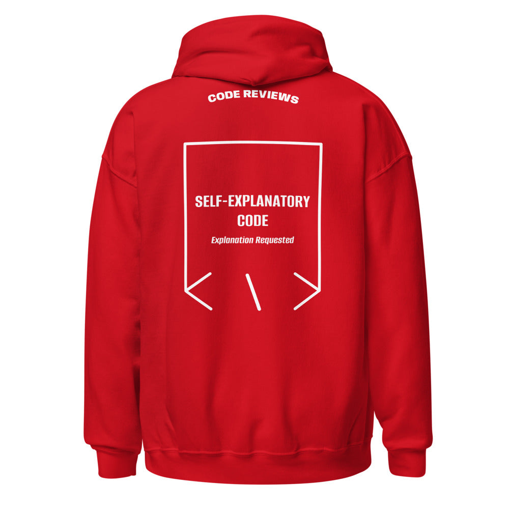 Self-Explanatory Code — Red White back mockup