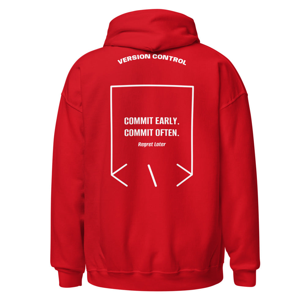 Commit Early. Commit Often. — Red White back mockup