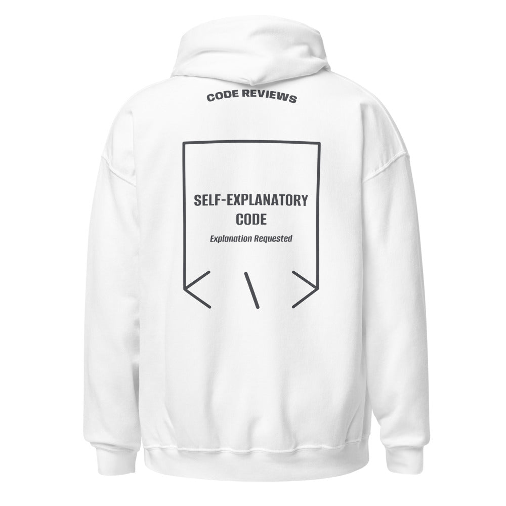 Self-Explanatory Code — White Dark Heather back mockup