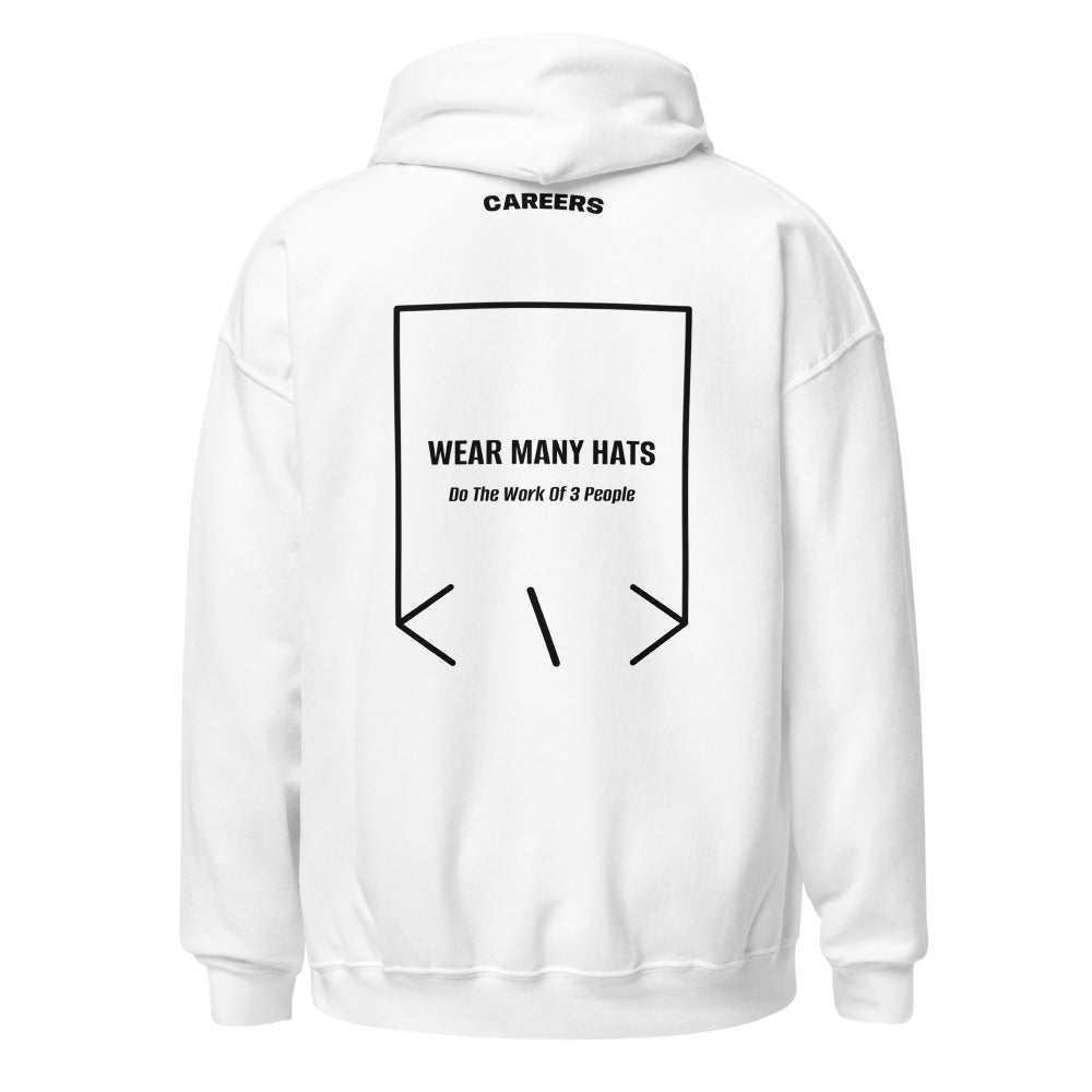 Wear Many Hats — White Black back mockup