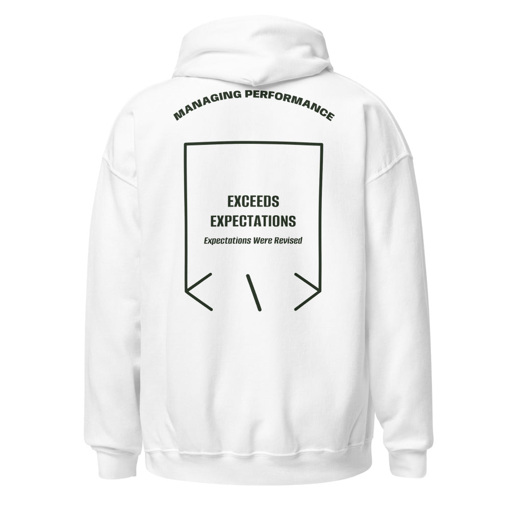 Exceeds Expectations — White Forest Green back mockup