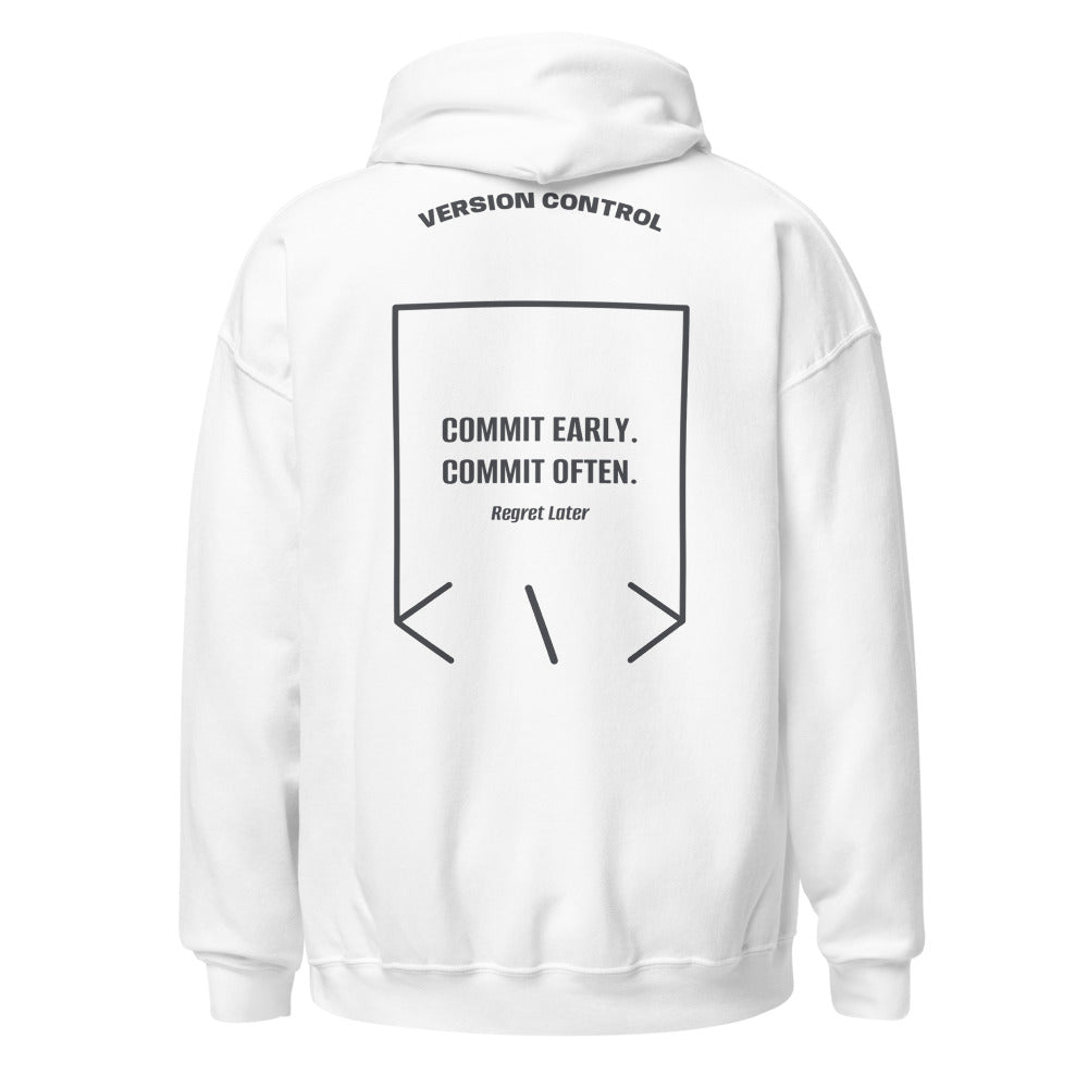 Commit Early. Commit Often. — White Dark Heather back mockup