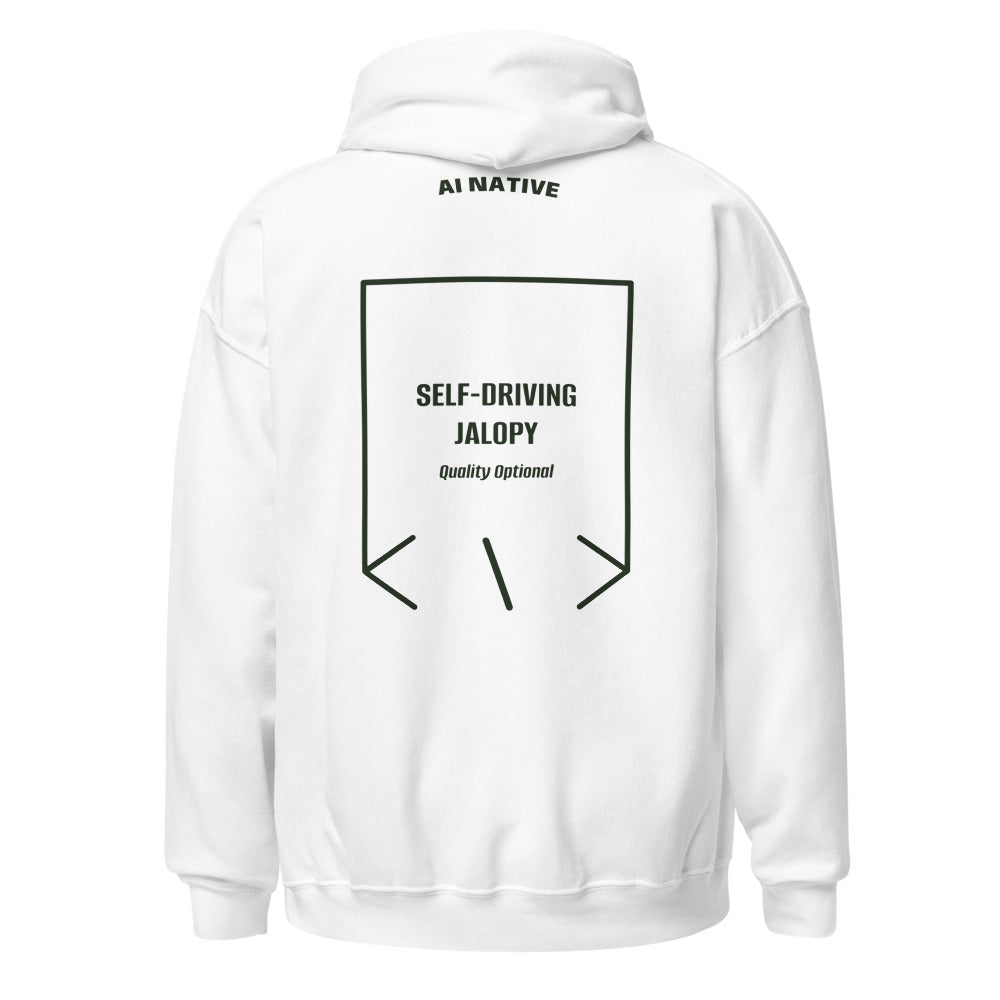 Self-Driving Jalopy — White Forest Green back mockup