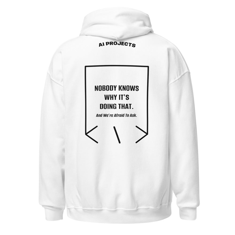 Nobody Knows Why It's Doing That. — White Black back mockup