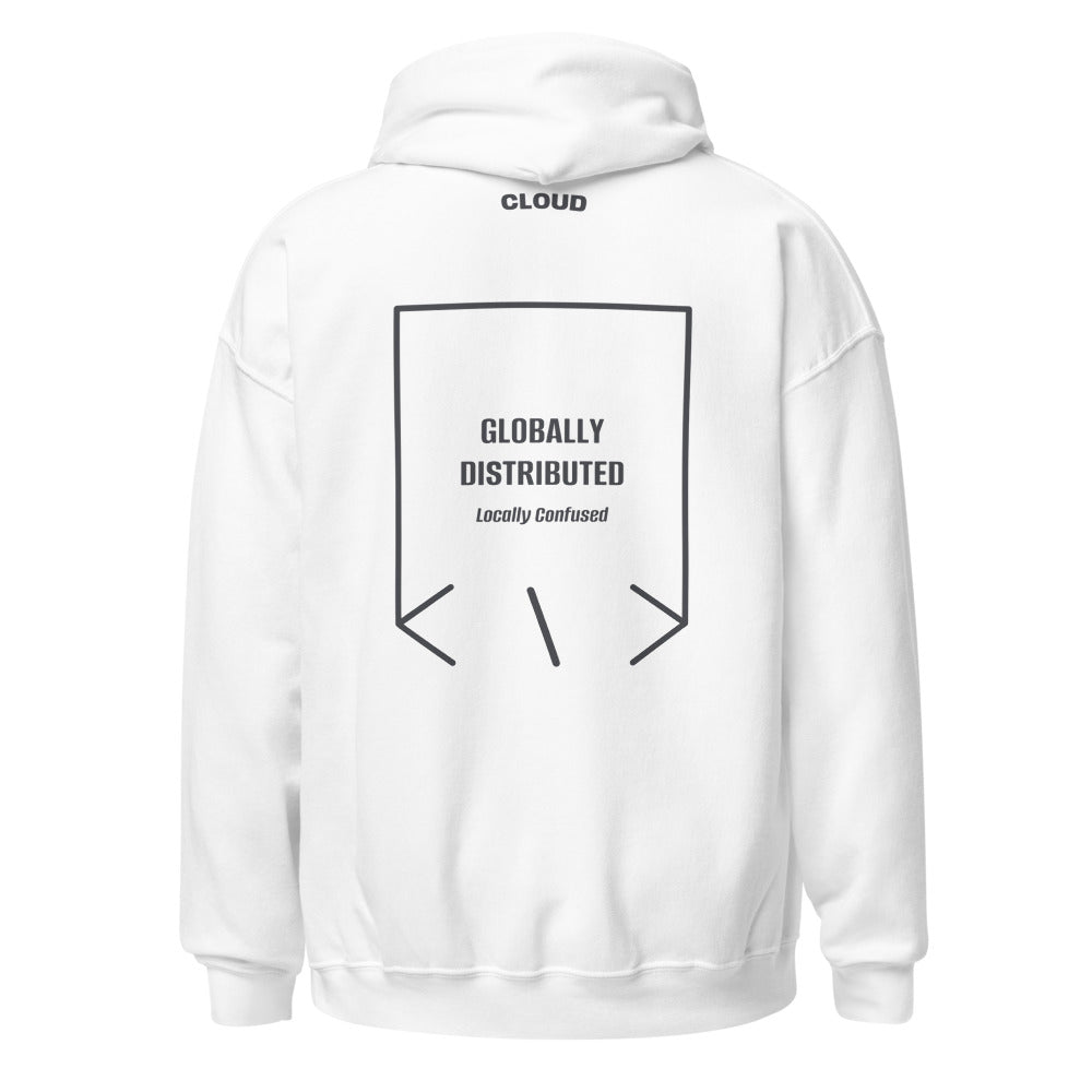 Globally Distributed — White Dark Heather back mockup