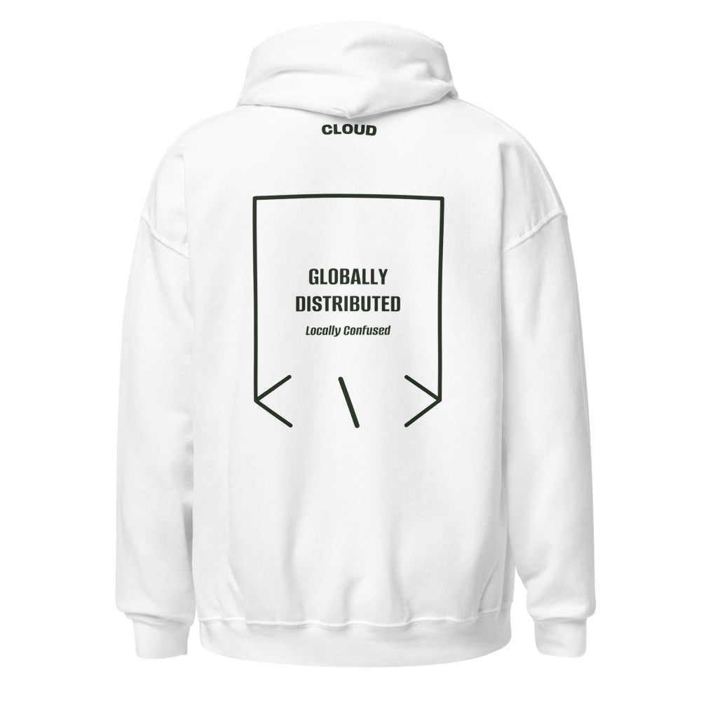Globally Distributed — White Forest Green back mockup