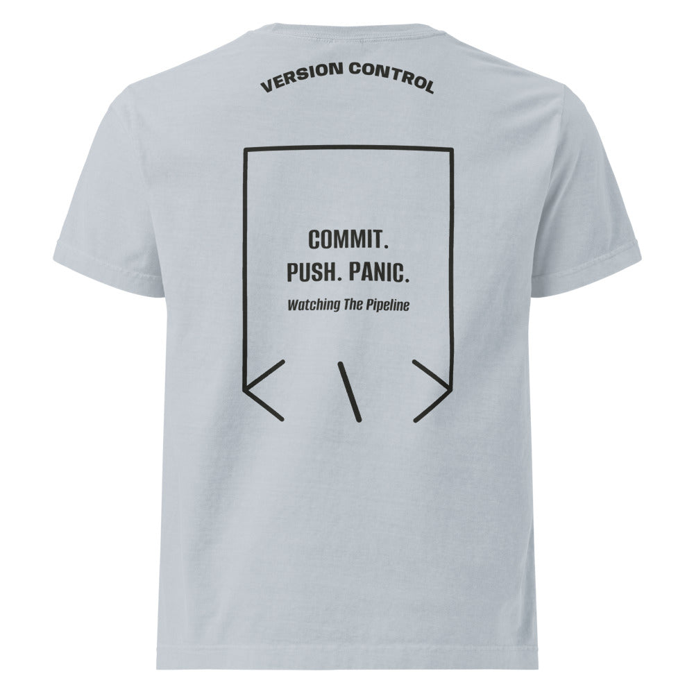 Commit. Push. Panic. — Light Washed Denim Washed Black back mockup