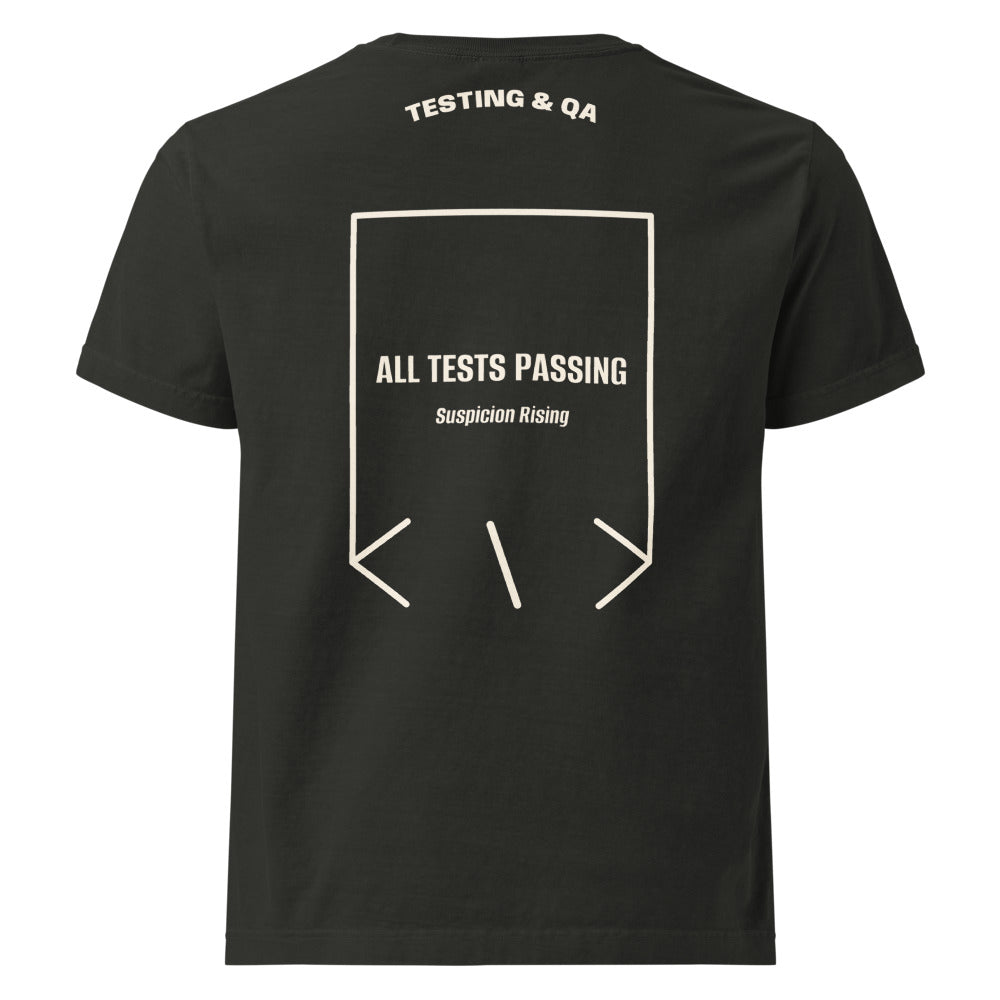 All Tests Passing — Washed Black Vintage White back mockup
