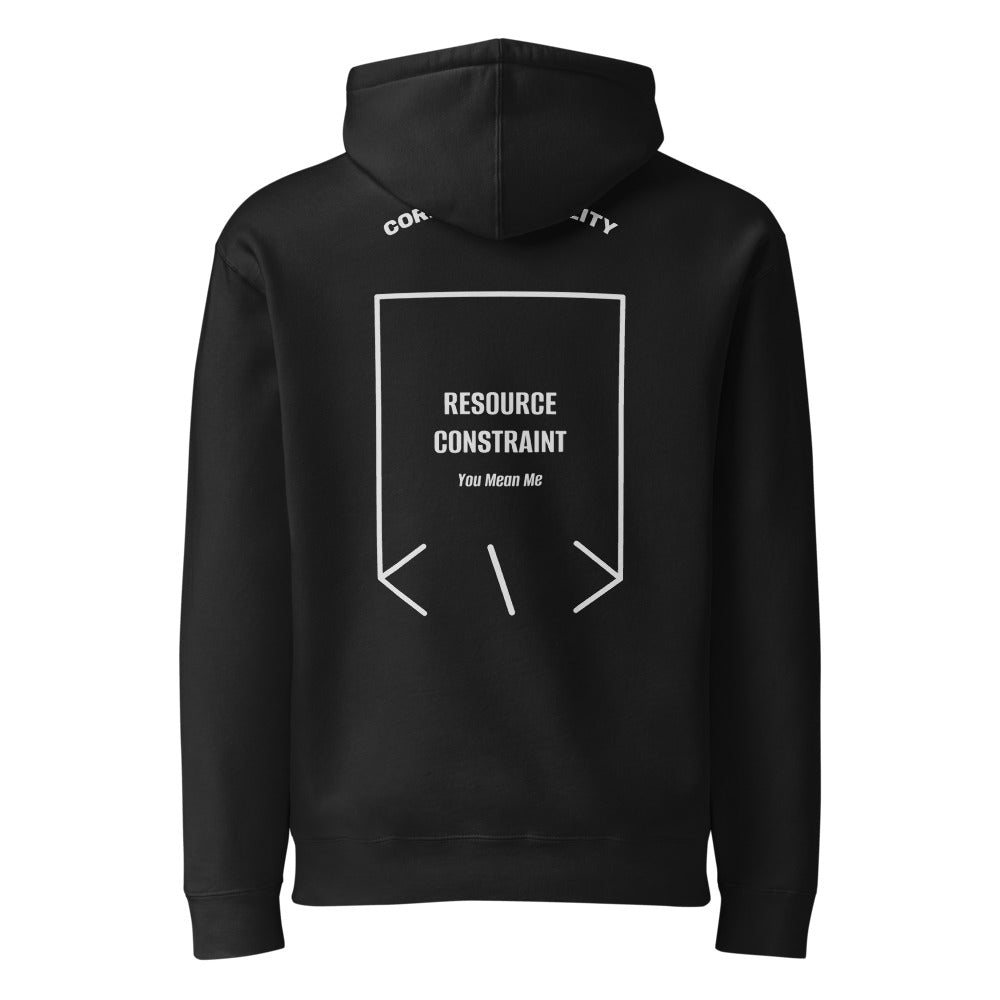 Resource Constraint — Black Grey Heather back mockup