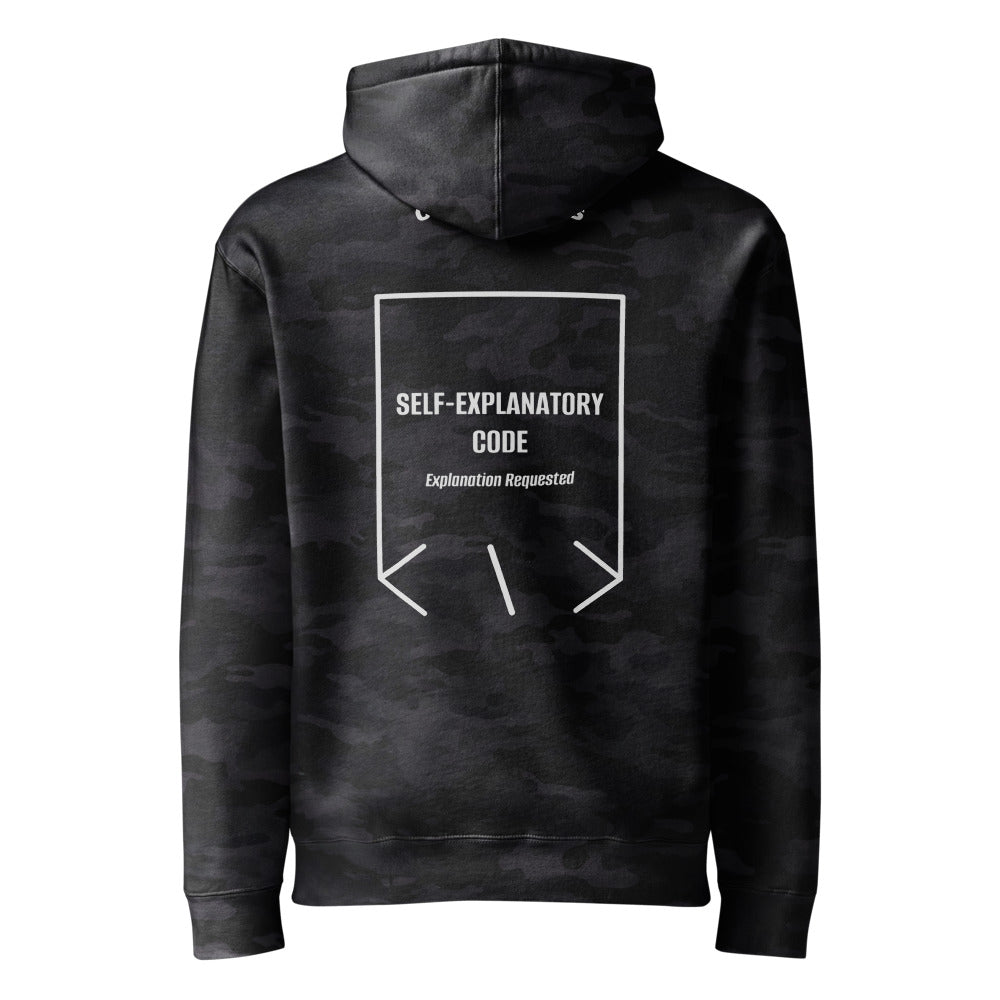 Self-Explanatory Code — Black Camo Grey Heather back mockup