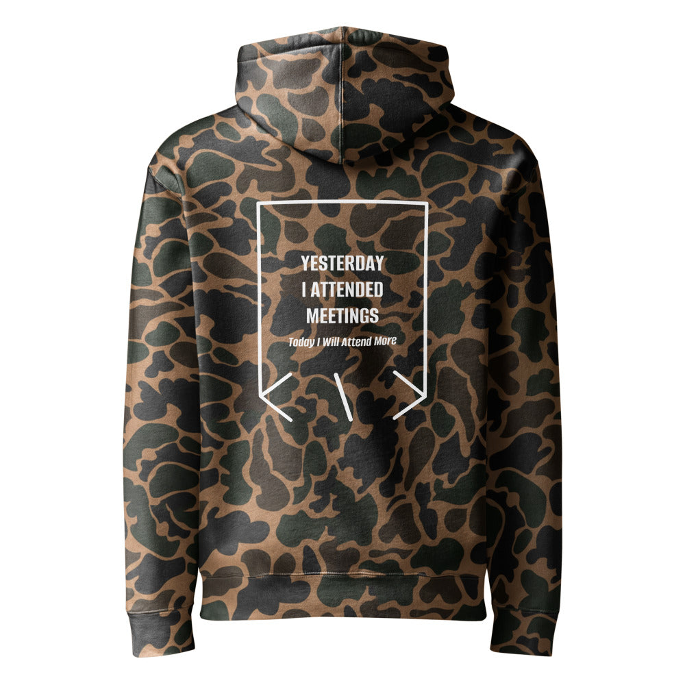 Yesterday I Attended Meetings — Duck Camo White back mockup