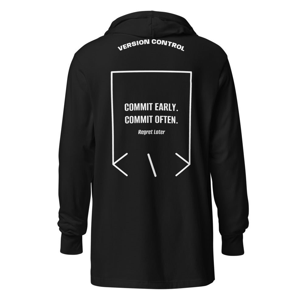 Commit Early. Commit Often. — Black White back mockup