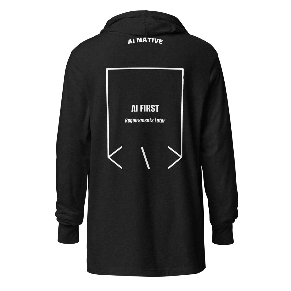 AI First — Charcoal-Black Triblend White back mockup