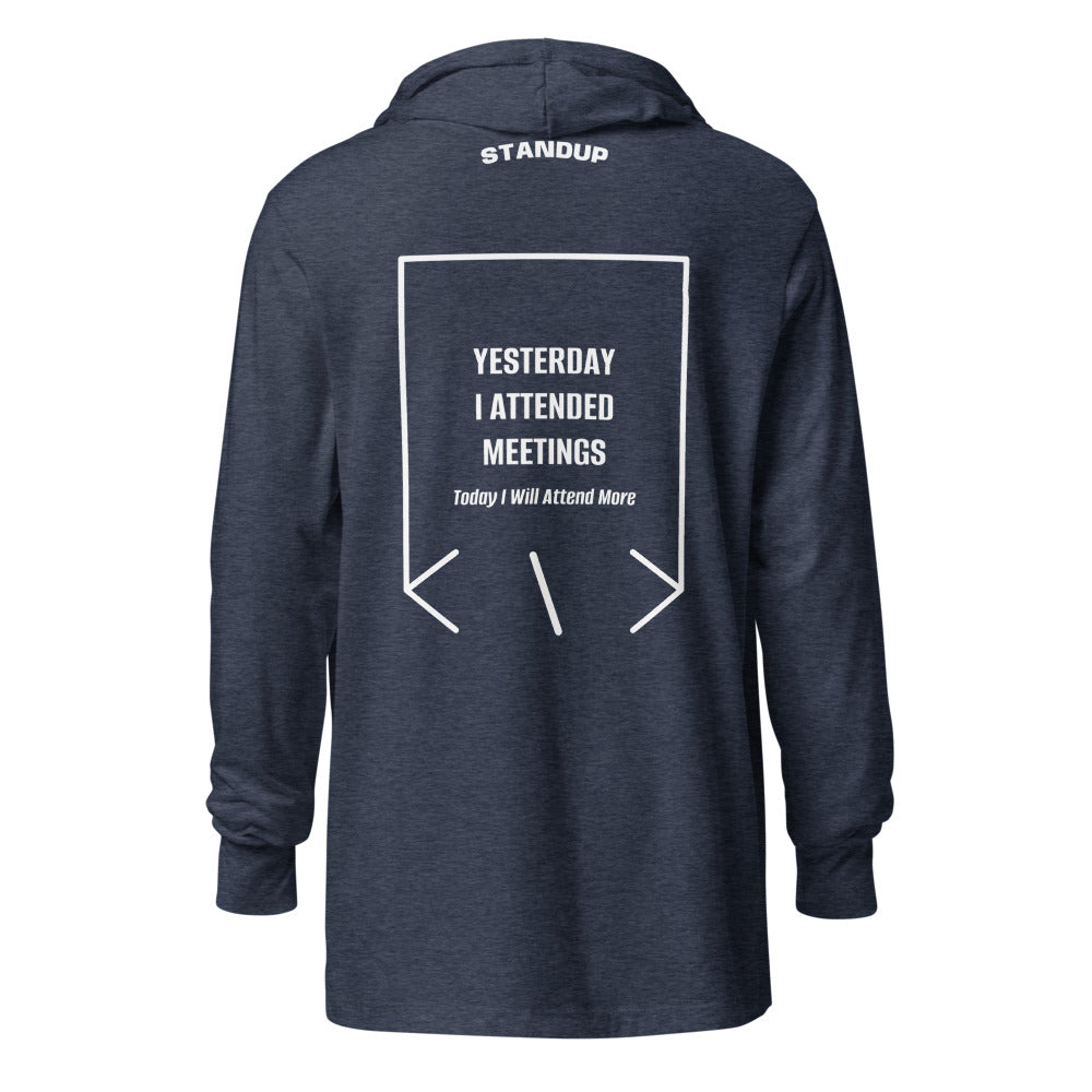Yesterday I Attended Meetings — Heather Navy White back mockup