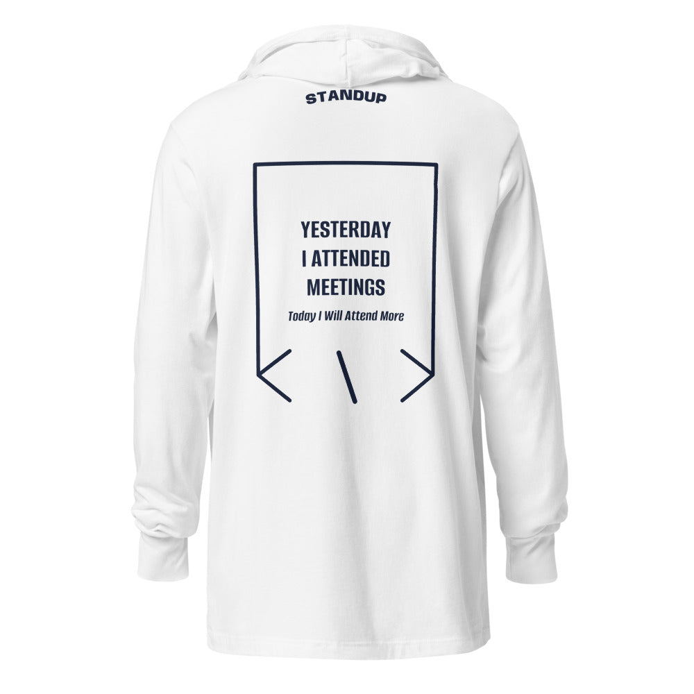 Yesterday I Attended Meetings — White Heather Navy back mockup