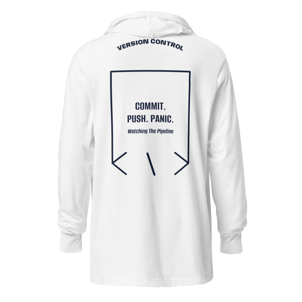 Commit. Push. Panic. — White Heather Navy back mockup