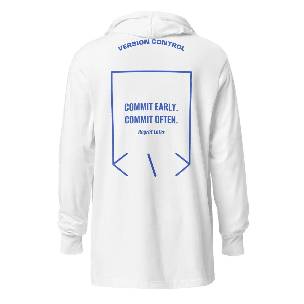 Commit Early. Commit Often. — White Heather True Royal back mockup