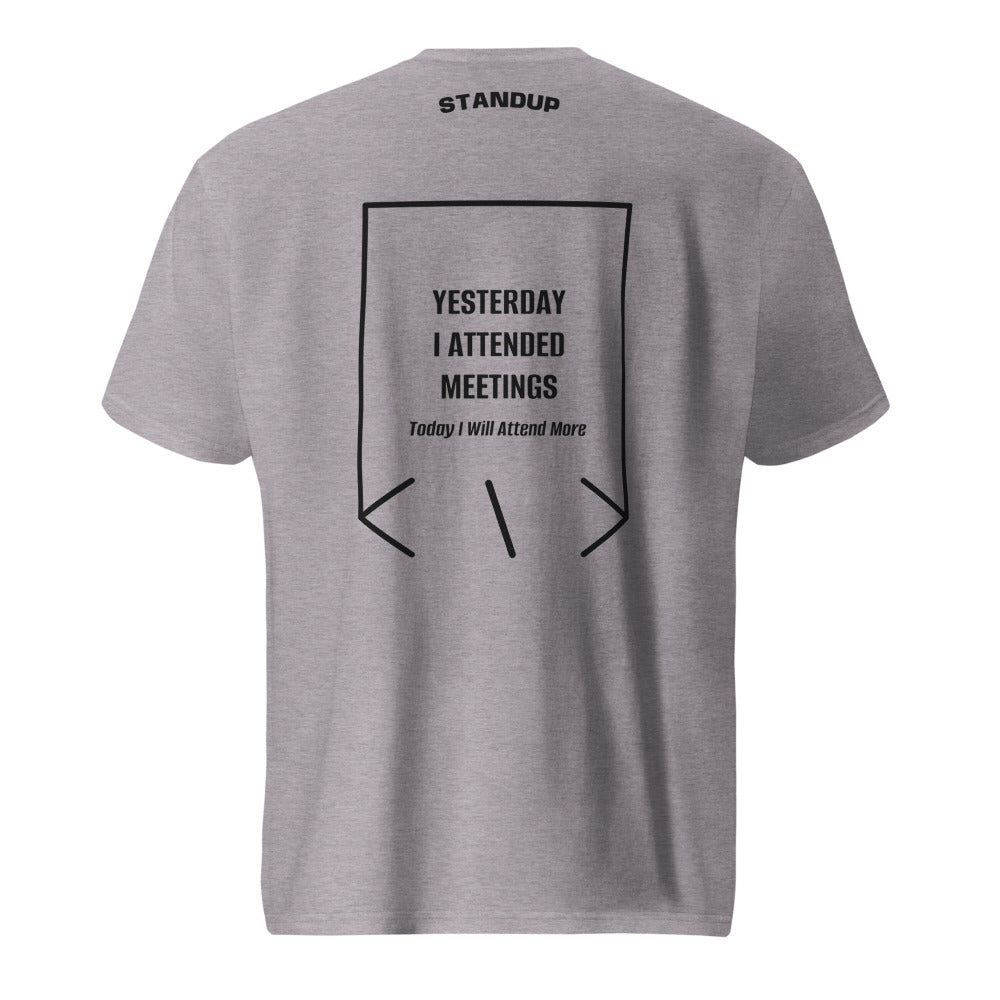 Yesterday I Attended Meetings — Heather Grey Black back mockup