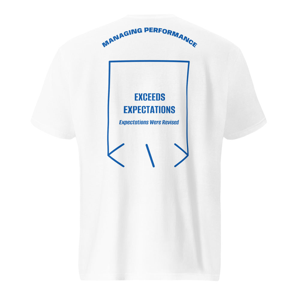 Exceeds Expectations — White Royal Blue back mockup