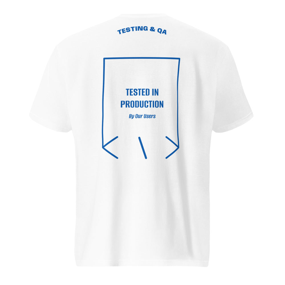 Tested In Production — White Royal Blue back mockup