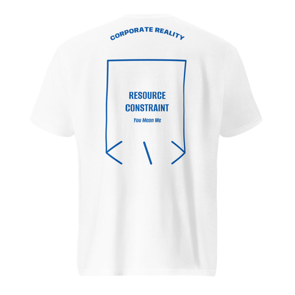 Resource Constraint — White Royal Blue back mockup
