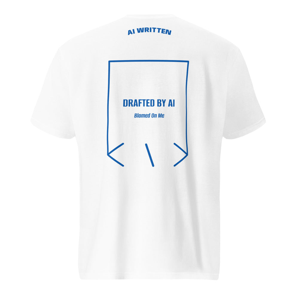 Drafted By AI — White Royal Blue back mockup