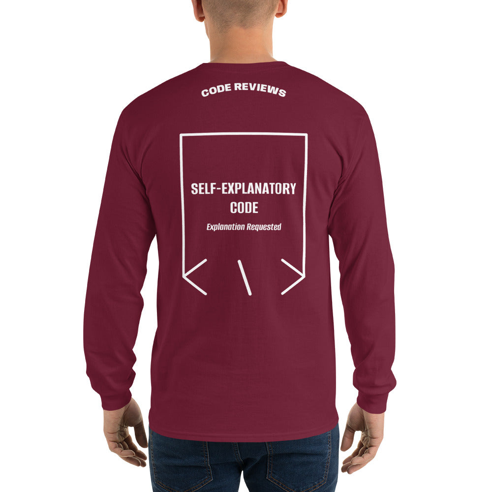 Self-Explanatory Code — Maroon White back mockup