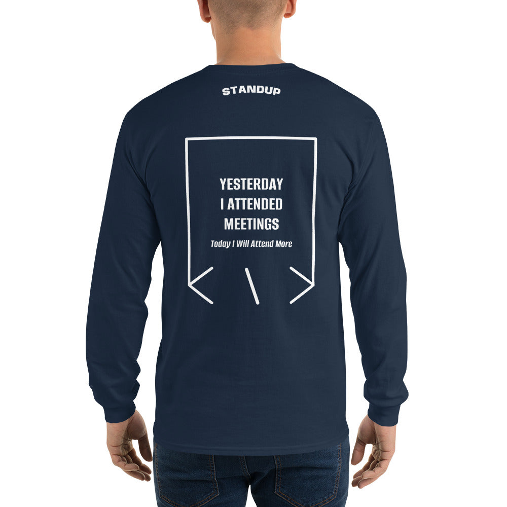 Yesterday I Attended Meetings — Navy White back mockup