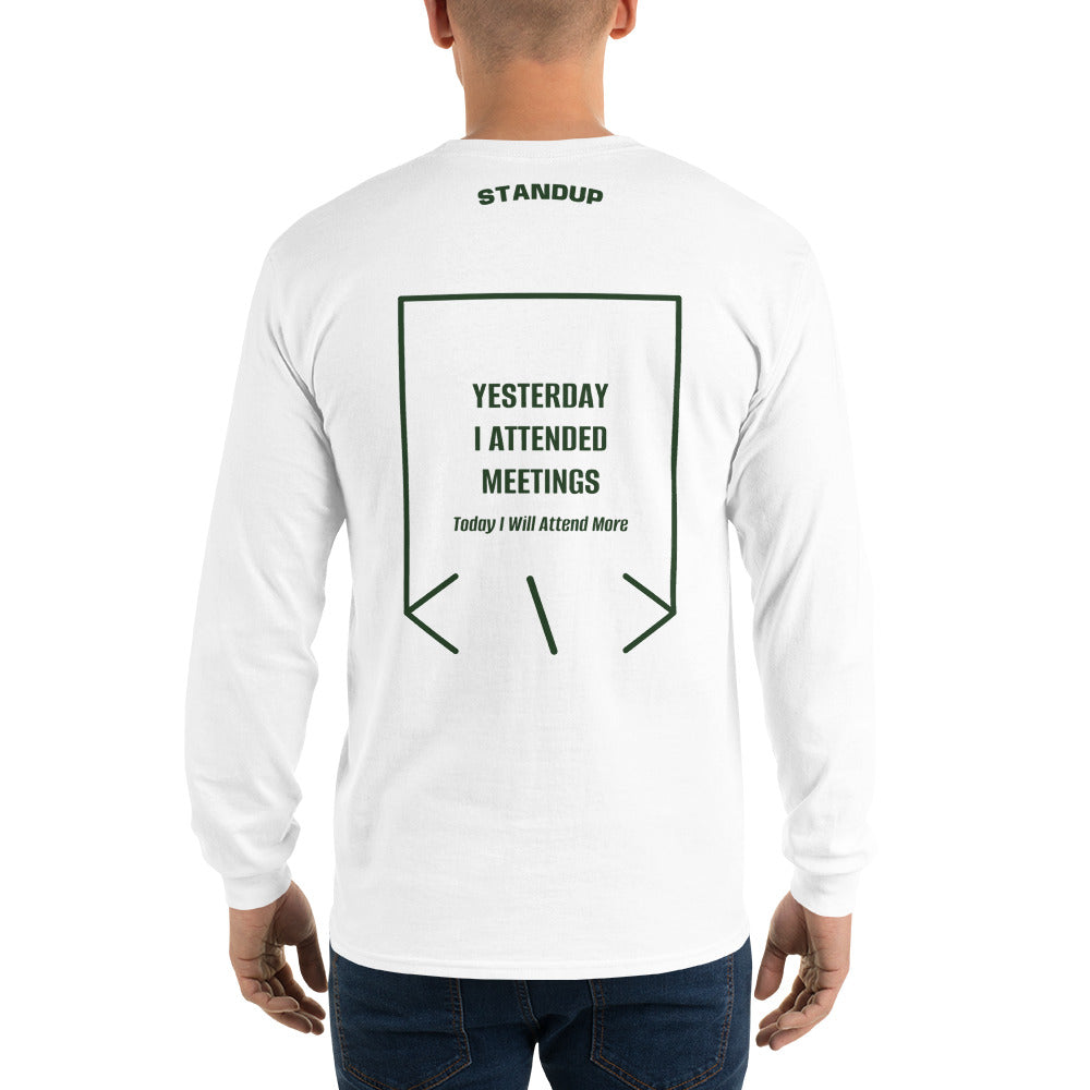 Yesterday I Attended Meetings — White Forest Green back mockup